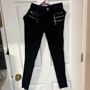 Thrill Black Skinny Pants with Zipper Details